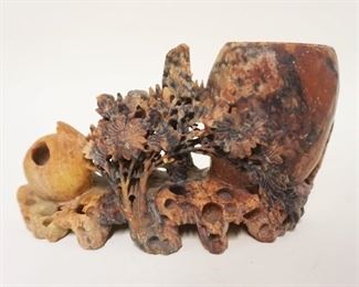1049	SOAPSTONE CARVING OF FLOWERS & URN, APPROXIMATELY 8 IN X 4 1/2 IN HIGH
