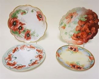 1065	3 HAND PAINTED OVAL CHINA TRAYS W/FLOWERS, LARGEST APPROXIMATELY 7 IN X 11 IN
