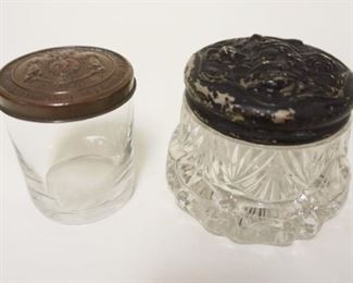 1072	LADY'S VICTORIAN DRESSER JARS, ONE W/IMAGE OF VICTORIAN WOMAN & VIOLET PERFUMISTA, LARGEST APPROXIMATELY 3 IN HIGH
