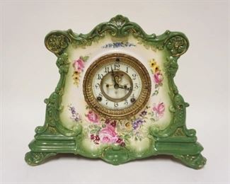 1101	ANSONIA ROYAL BONN LA DROME CHINA CLOCK, APPROXIMATELY 6 IN X 15 IN X 12 IN HIGH
