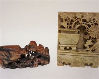 1124	2 SOAPSTONE CARVINGS, LARGEST APPROXIMATELY 6 IN HIGH
