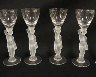 1125	FRENCH ART CRYSTAL FROSTED NUDE STEMWARE 6, APPROXIMATELY 6 IN HIGH
