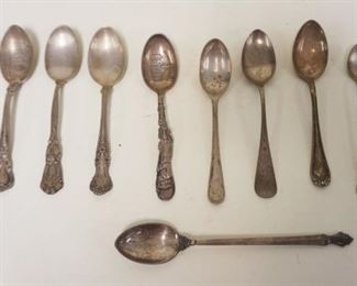 1131	STERLING LOT OF ASSORTED SPOONS INCLUDING SOUVENIR, 8 OZT
