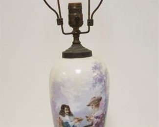 1145	ANTIQUE TABLE LAMP W/IMAGE OF MAN COURTING A WOMAN, APPROXIMATELY 28 IN OVERALL
