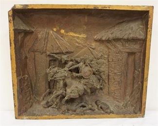 1146	CAST METAL 3 DIMENSIONAL SCENE OF A BATTLE SIGNED LOWER LEFT, APPROXIMATELY 16 1/2 IN X 13 1/2 IN
