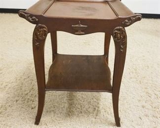 1160	VICTORIAN MAHOGANY LAMP TABLE W/APPLIED CARVINGS OF URNS & SCROLLS, APPROXIMATELY 22 IN X 19 IN X 28 IN HIGH
