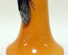 1181	ART POTTERY VASE MARKED MODELE DEPOSE ON BASE WITH A LOCUST ON SIDE, ARTIST SIGNED, APPROXIMATELY 6 1/2 IN H
