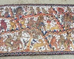 1199	LARGE ASIAN PAINTING ON CLOTH, APPROXIMATELY 34 IN X 86 IN
