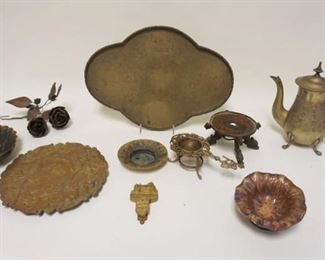 1215	GROUP OF ASSORTED PEWTER, DECORATIVE BRASS & SILVERPLATE ITEMS

