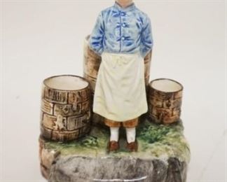 1219	ANTIQUE POTTERY FIGURAL MATCH & PIPE SMOKING ACCESSORIES, HOLDER APPROXIMATELY 8 IN HIGH
