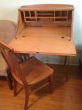 Drop-front desk & chair.