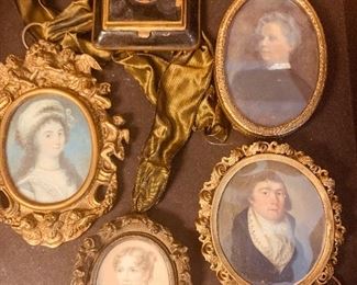 photoed  are  five  of seven miniature portraits circa  late 18th- early 19th century .  Portrait  artists  include Austrian early 18th c  portrait artist  Mortiz Daffinger 