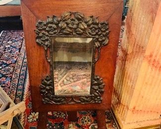 3 foot  tall  beveled  wooden  framed  mirror with easel