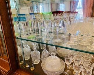 a better view of the fine French 19th c stemware and can  you see the tall colored cut crystal stems?