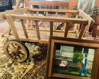 precious  functional  wagon  and look  closely at the  original  painting  of a father pulling  his  young  daughters  in a wagon like  this