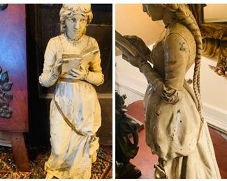 GORGEOUS  large  cast  iron  garden statue  of a beautiful woman 