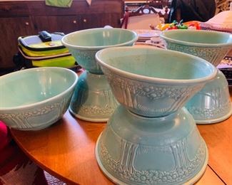 7 Homer Laughlin “Apple Tree” crock bowls