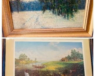 Top original by Terry Girouard and bottom is artist proof, signed and inscribed by Robert Dafford’s The Arrival of the Acadians”