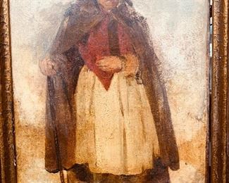 Original unsigned French painting dated 1854