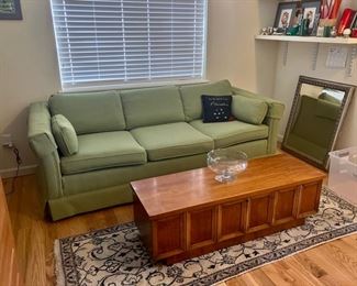 Great 1950s Green Sofa & Paneled Chest