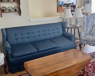 1950s Skirted Sleep Sofa; Maple Coffee Table