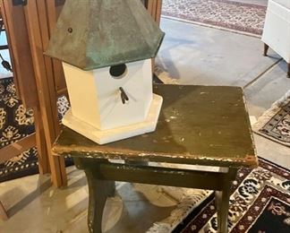 Cute Birdhouse; Painted Country Bench