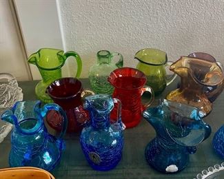 Colored Blown Glass Miniature Pitchers Collection