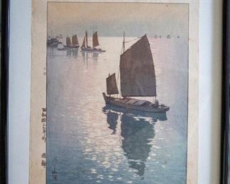 Woodblock Print Hiroshi Yoshida Calm Wind 1937 sm