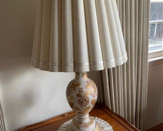 2 Vintage glass table lamos with gold leaf painting