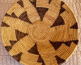 Antique Native American handwoven basket 13" diameterx3" high