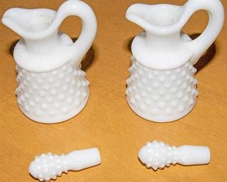 Antique Milkglass Oil and Vinegar Cruets