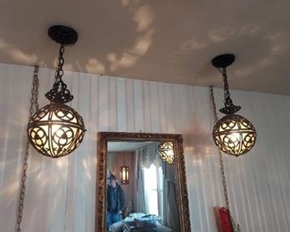 2 hanging swag lamps