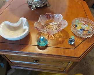 Artglass Bowl, Perfume Bottles, and Artglass Candies