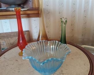 glass vases and bowl