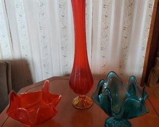 glass vase and bowls