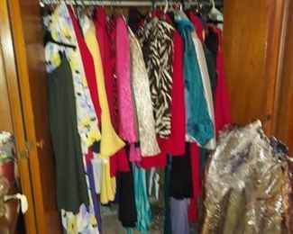 Large Lot of Women's Clothing In Closet - 2 rows of clothing - see at preview