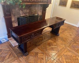 Antique Spanish console table.  Length:  84"   Height:  29"  Depth:  20"  