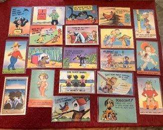 Vintage linen unused comedy postcards