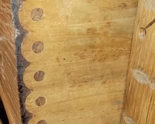 Knapp joint (used for about 30 years from 1870-1900) on the antique Eastlake dresser