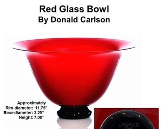 Red Glass Art Bowl by Donald Carlson 