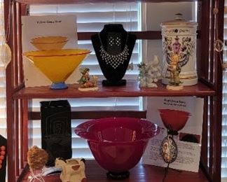 Art glass, jewelry and collectibles