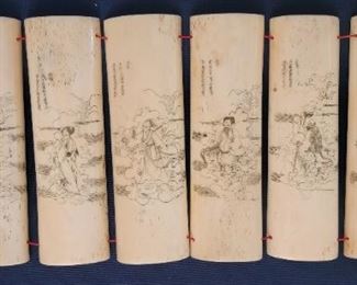 Vintage carved bone panels