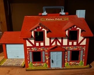 FISHER PRICE HOUSE VINTAGE LITTLE PEOPLE BROWN TUDOR