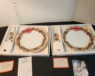 Andrea by Sadek porcelain cake plates and servers, Christmas Garland pattern new