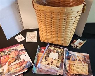Large Longaberger basket with liner 16 x 16 x 13 and Longaberger magazines