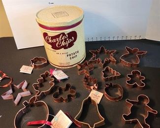 Copper cookie cutters in Charlie's Chips tin