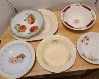 Vintage bowls and a platter. Two bowls have a chip on rim.