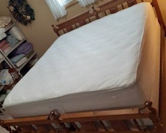 Mid Century Modern king size bed. Sealy Posturepedic Signature mattress, split box springs along with king size mattress protector.