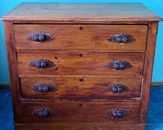 Pine Four Drawer Cottage Chest With Acorn Handles