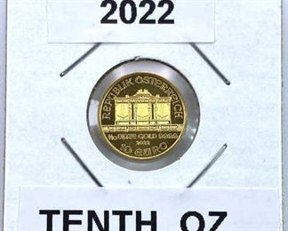 2022 1/10th Oz. Gold Austrian Philharmonic 999.9